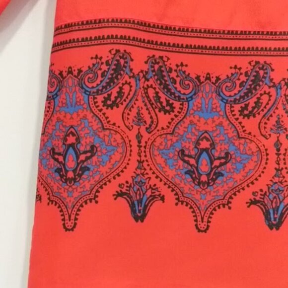J.Crew Women's Red Paisley Tunic Top Long Sleeve 1/2 Button Front | Size M - Picture 6 of 7